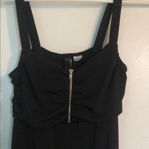 Black zip-front maxi dress